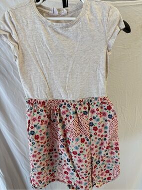 GAP Cream Top with Pink Floral Skirt Girls Casual Dress